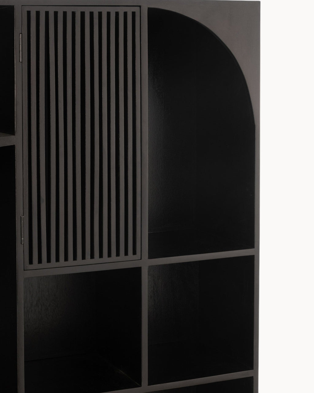 MEELANO Moderne Bogreol i Mangotræ og MDF - 168 cm Høj, Sort Finish