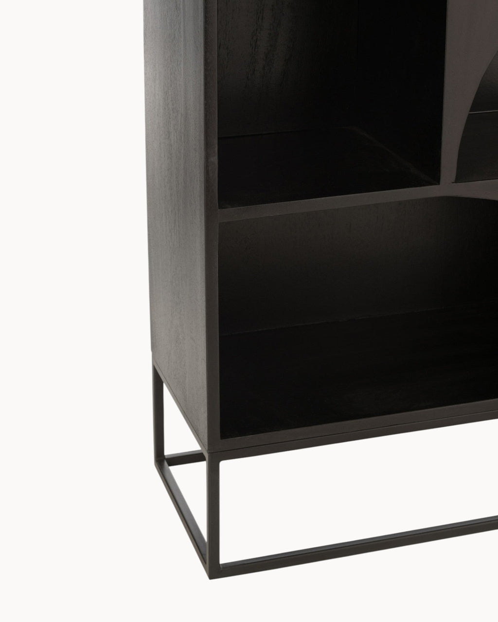 MEELANO Moderne Bogreol i Mangotræ og MDF - 168 cm Høj, Sort Finish