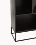 MEELANO Moderne Bogreol i Mangotræ og MDF - 168 cm Høj, Sort Finish