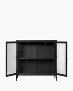 MEELANO Moderne Opbevaringsskab i Sort Stål med Glastøre – 80x35x80 cm