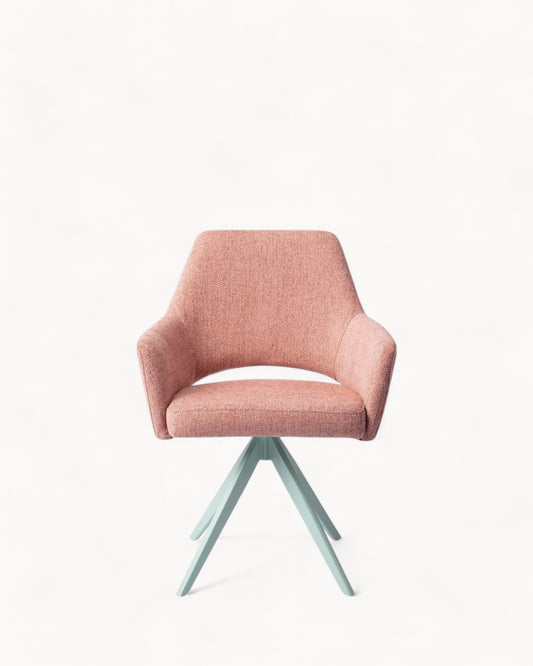 Moderne Spisestol med 180-Grad Drejefunktion – Mintgrøn Polyester Rosa Punch