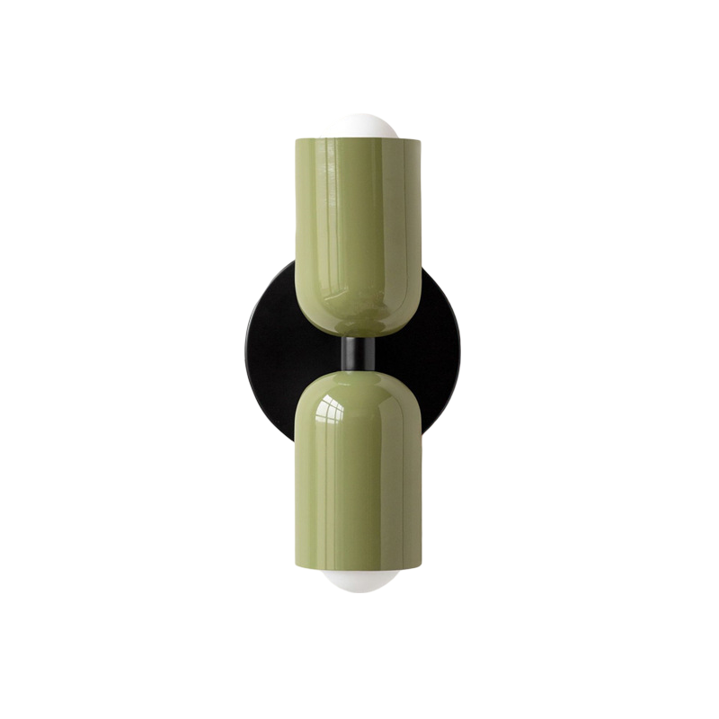 MEELANO Moderne Væglampe med LED og Blød Belysning – Slank Design Sort Grøn + Grøn