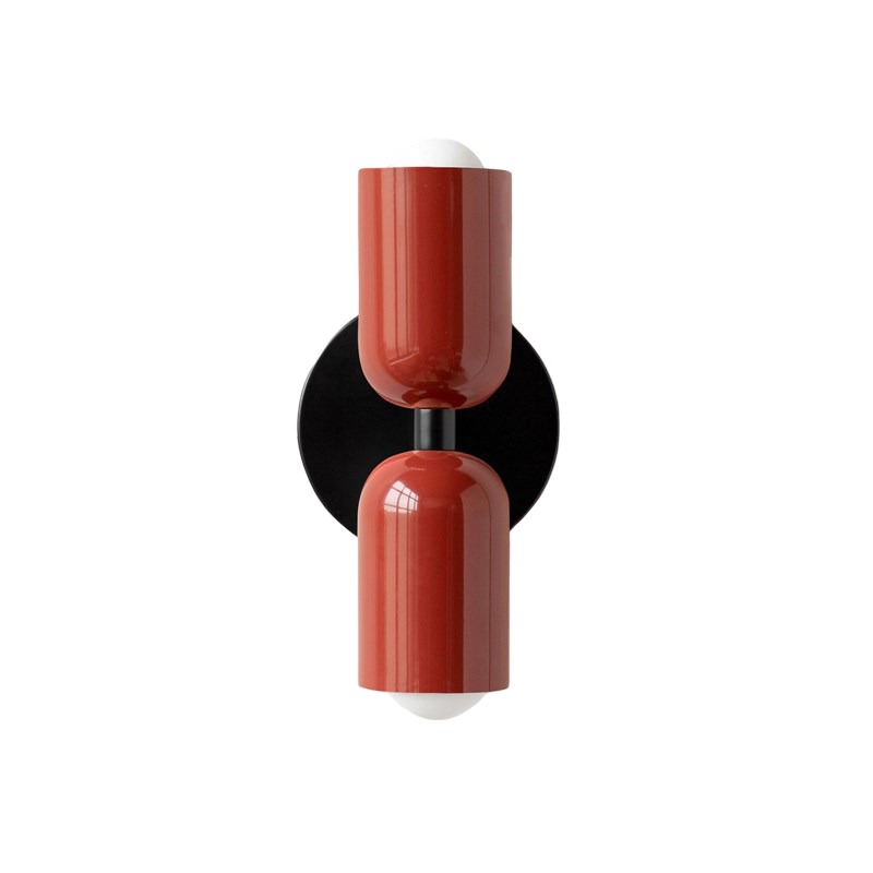 MEELANO Moderne Væglampe med LED og Blød Belysning – Slank Design Sort Rød + Rød