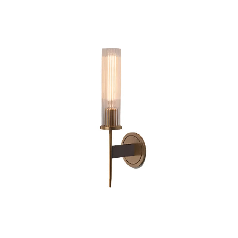 MEELANO Moderne Væglampe med Ribbet Glas og Koper Finish – 30 cm Høj 1 lys væglampe