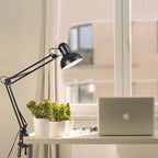 MEELANO Moderne minimalistisk udtrækkelig langarms klemme i jern ABS bordlampe med 1 lys til soveværelse