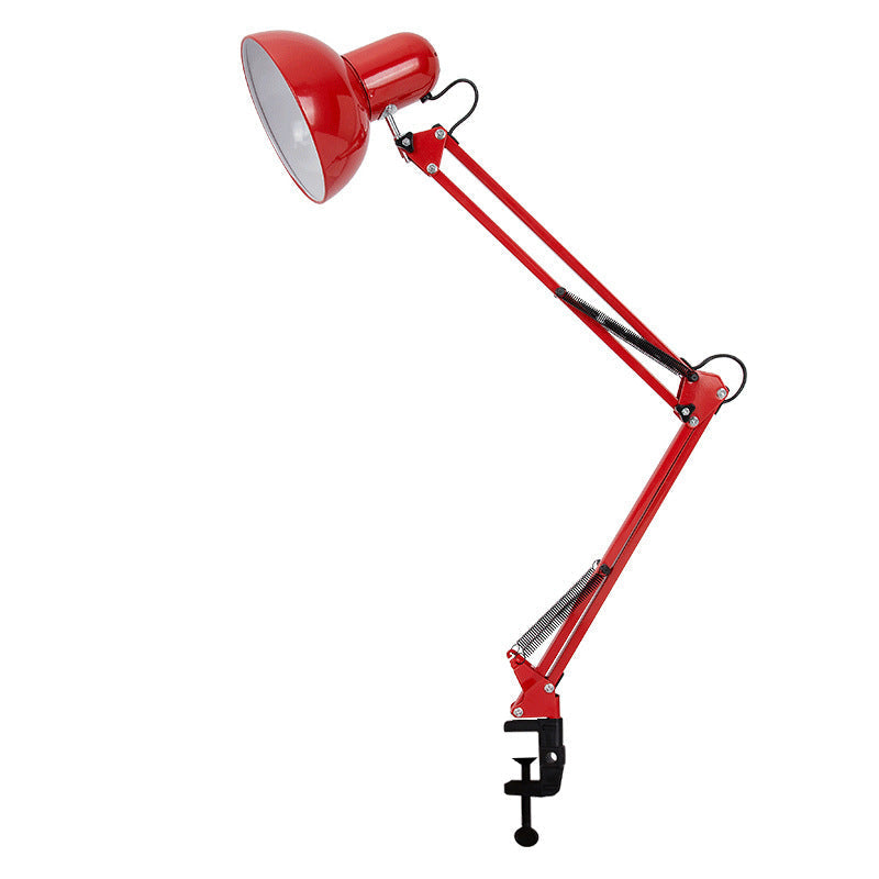MEELANO Moderne minimalistisk udtrækkelig langarms klemme i jern ABS bordlampe med 1 lys til soveværelse Rød