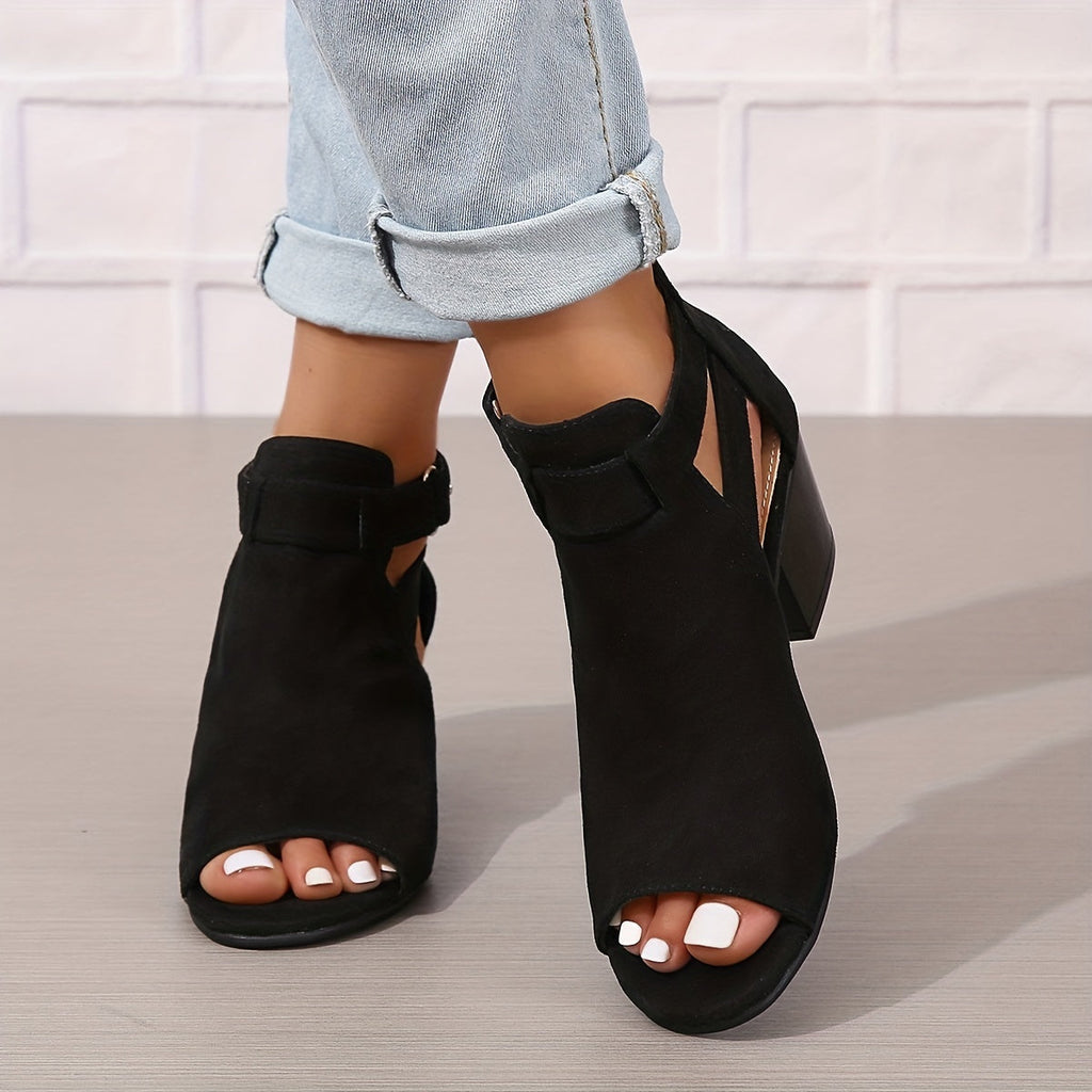 Moderne peep-toe støvletter med blokhæl til kvinder – Urban Summer Chic 0