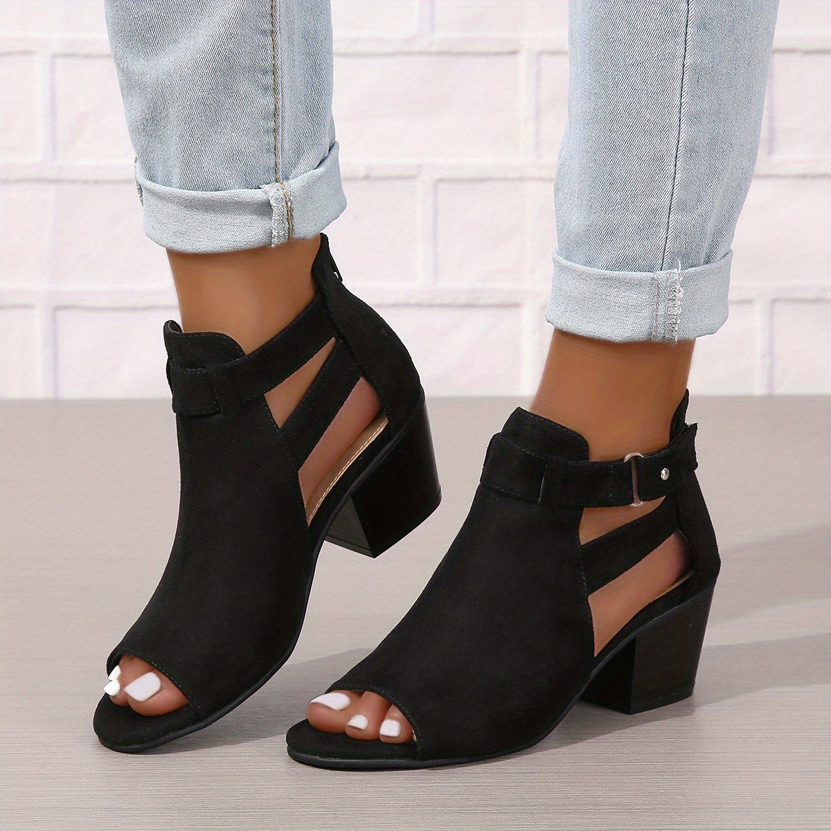 Moderne peep-toe støvletter med blokhæl til kvinder – Urban Summer Chic 1