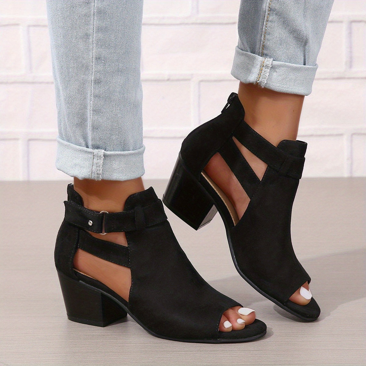 Moderne peep-toe støvletter med blokhæl til kvinder – Urban Summer Chic 2