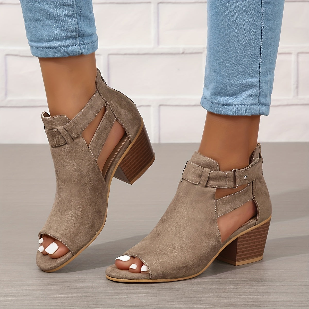 Moderne peep-toe støvletter med blokhæl til kvinder – Urban Summer Chic 4