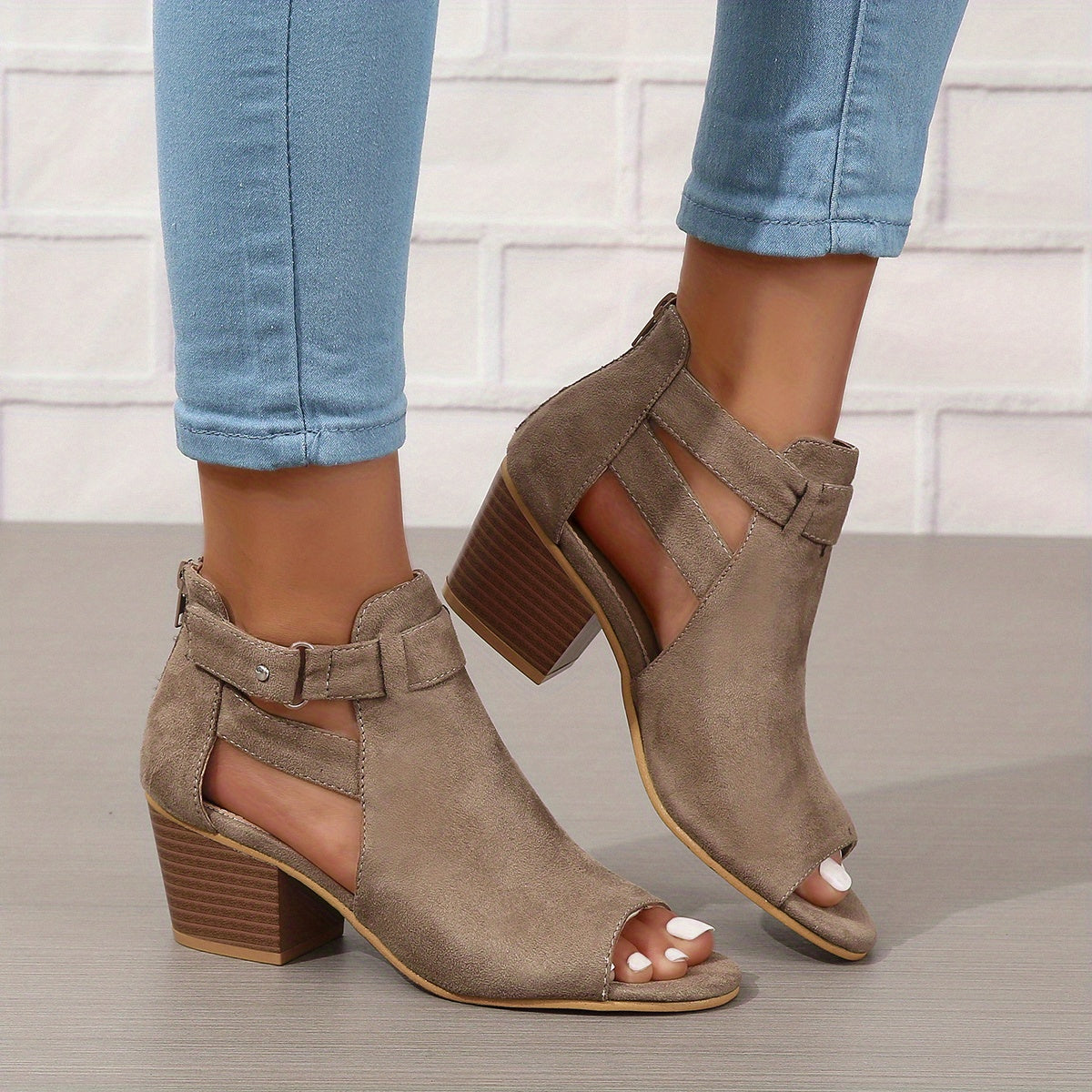 Moderne peep-toe støvletter med blokhæl til kvinder – Urban Summer Chic 7