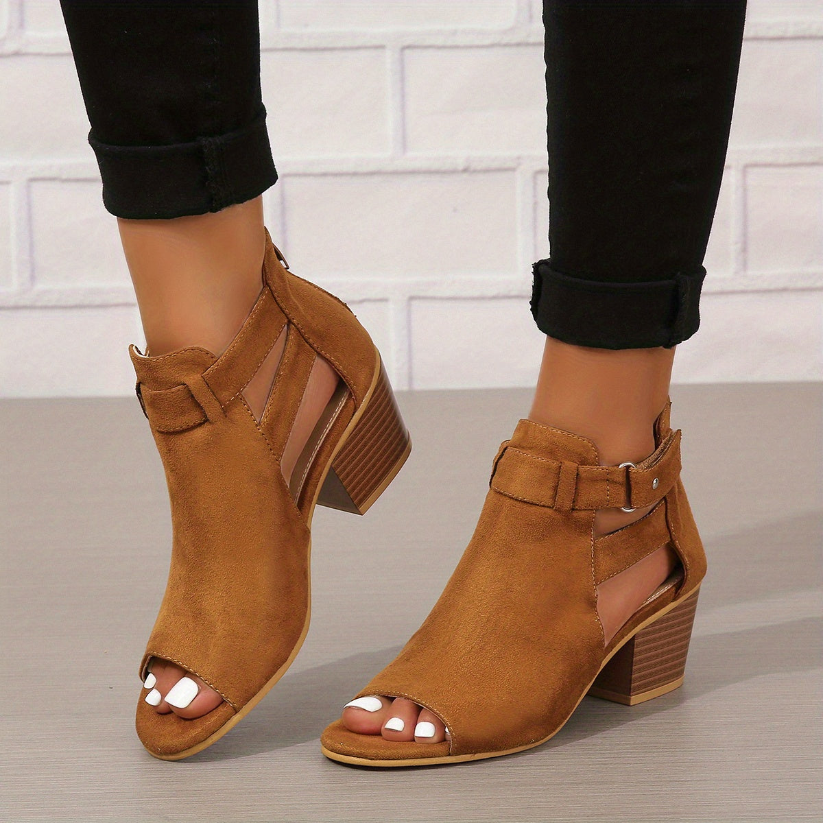 Moderne peep-toe støvletter med blokhæl til kvinder – Urban Summer Chic 8