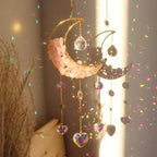 MEELANO Drømmefanger Prisme Moon Dream Catcher Fanger Nattens Fortryllende Essens Lyserød
