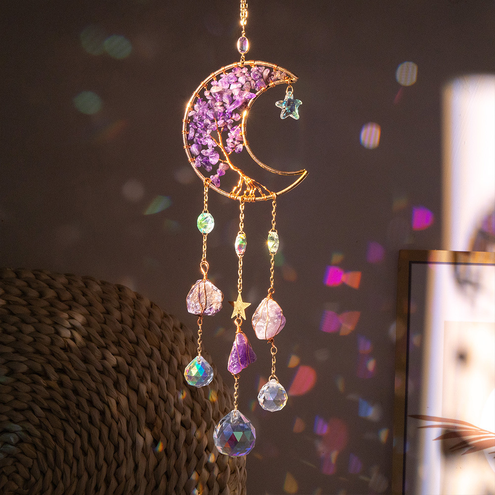 MEELANO Drømmefanger Prisme Moon Dream Catcher Fanger Nattens Fortryllende Essens Lilla