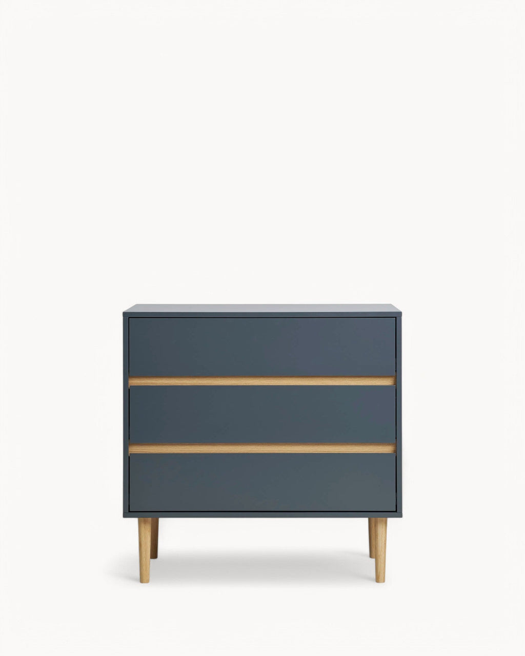 MEELANO Mørkegrå Kommode med 3 Skuffer i Lakeret Træ – 80x40x80 cm