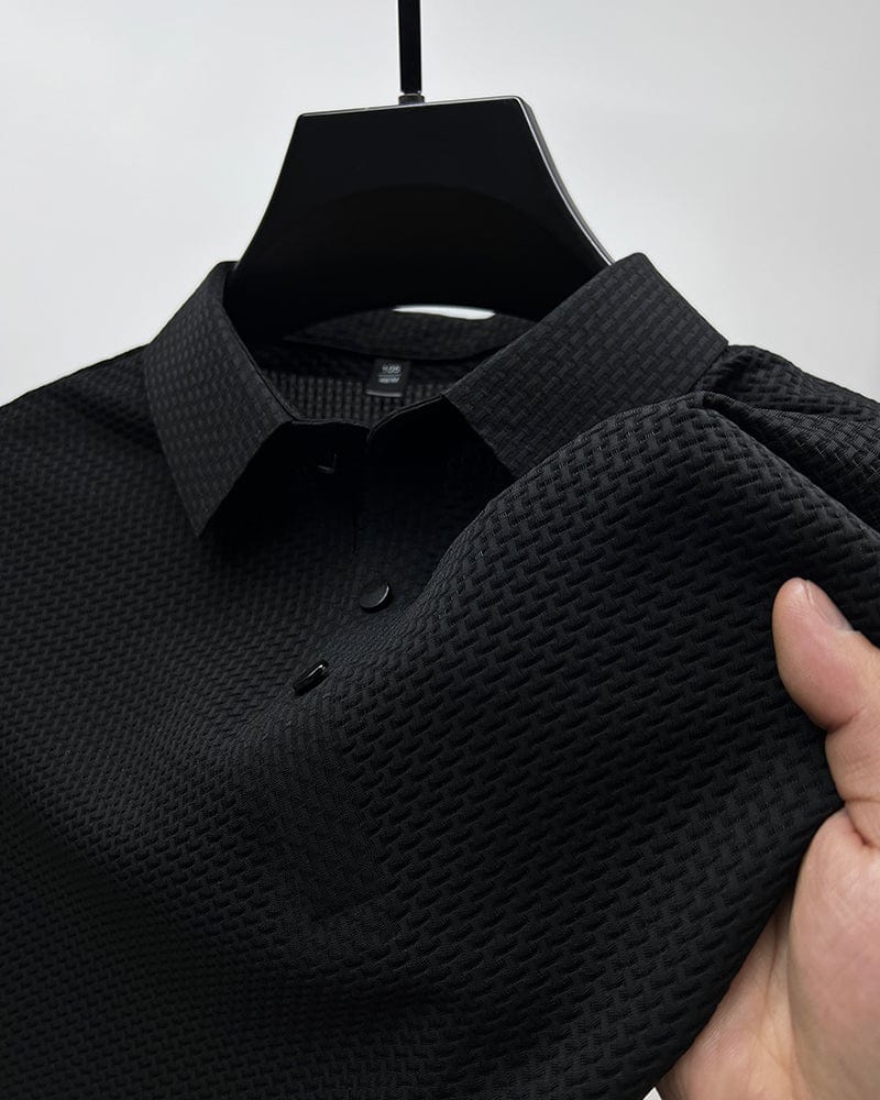 MEELANO Hommes | Herre Tekstureret Poloshirt – Elegant Struktur & Klassisk Pasform sort