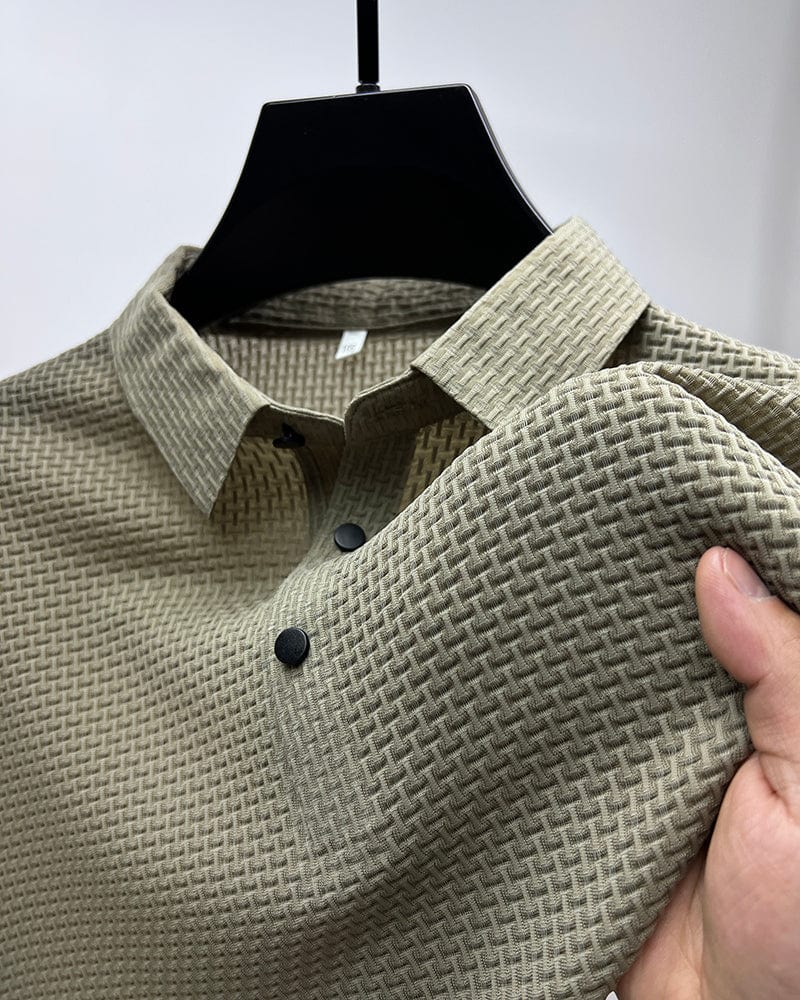 MEELANO Hommes | Herre Tekstureret Poloshirt – Elegant Struktur & Klassisk Pasform beige