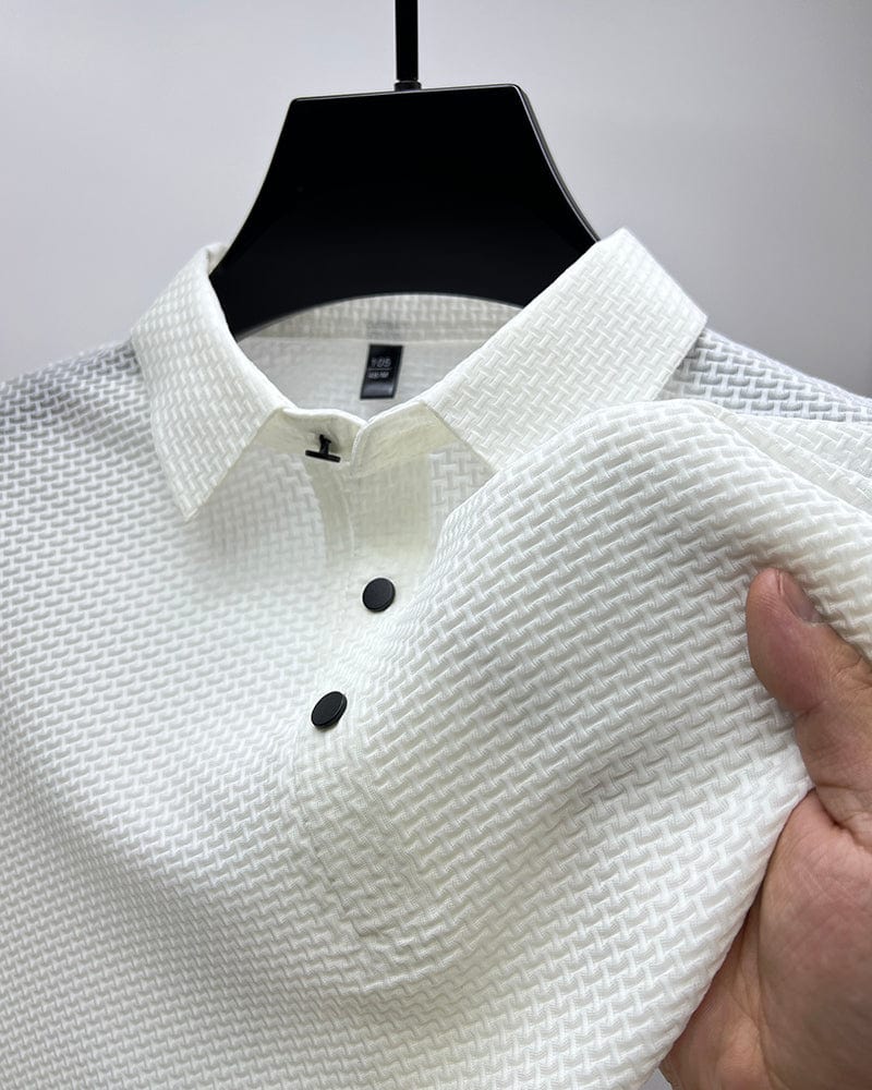MEELANO Hommes | Herre Tekstureret Poloshirt – Elegant Struktur & Klassisk Pasform hvid