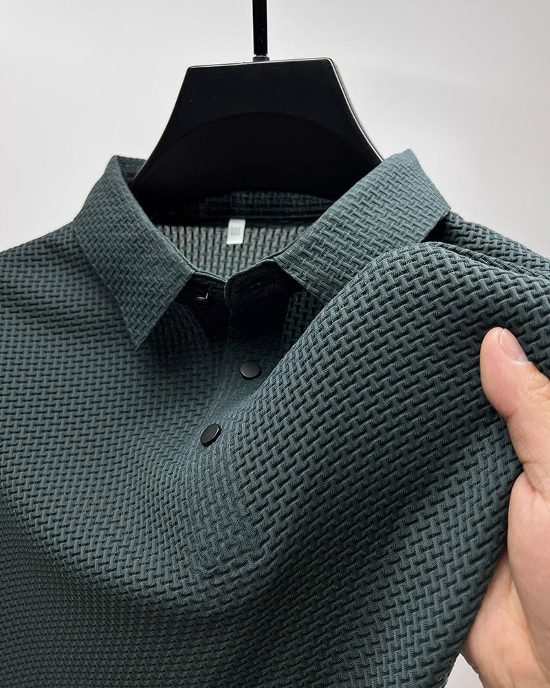 MEELANO Hommes | Herre Tekstureret Poloshirt – Elegant Struktur & Klassisk Pasform mørkegrøn