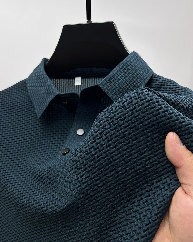 MEELANO Hommes | Herre Tekstureret Poloshirt – Elegant Struktur & Klassisk Pasform marineblå