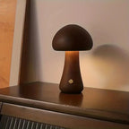 MEELANO Mushglow Trådløs Svampelampe – Justerbar LED Bordlampe i Trædesign
