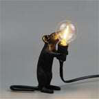 MEELANO Musse Natbordlampe i Resin med Unik Design og Flere Farver Sort Stående H14.5cm