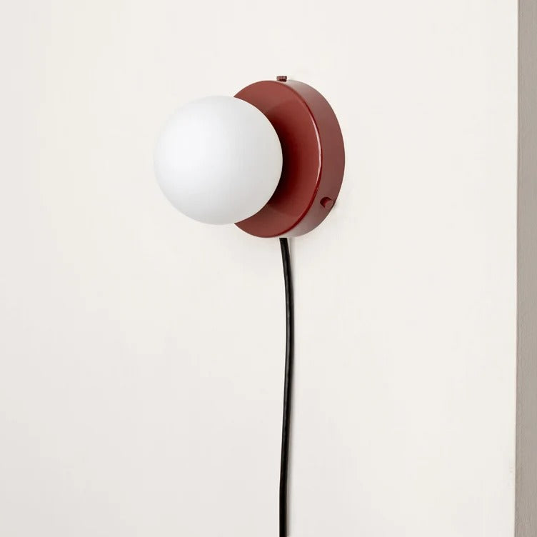 MEELANO Moderne væglampe i frostet glas med jernbase – plug-in design og LED-pære inkluderet Med stik - rød