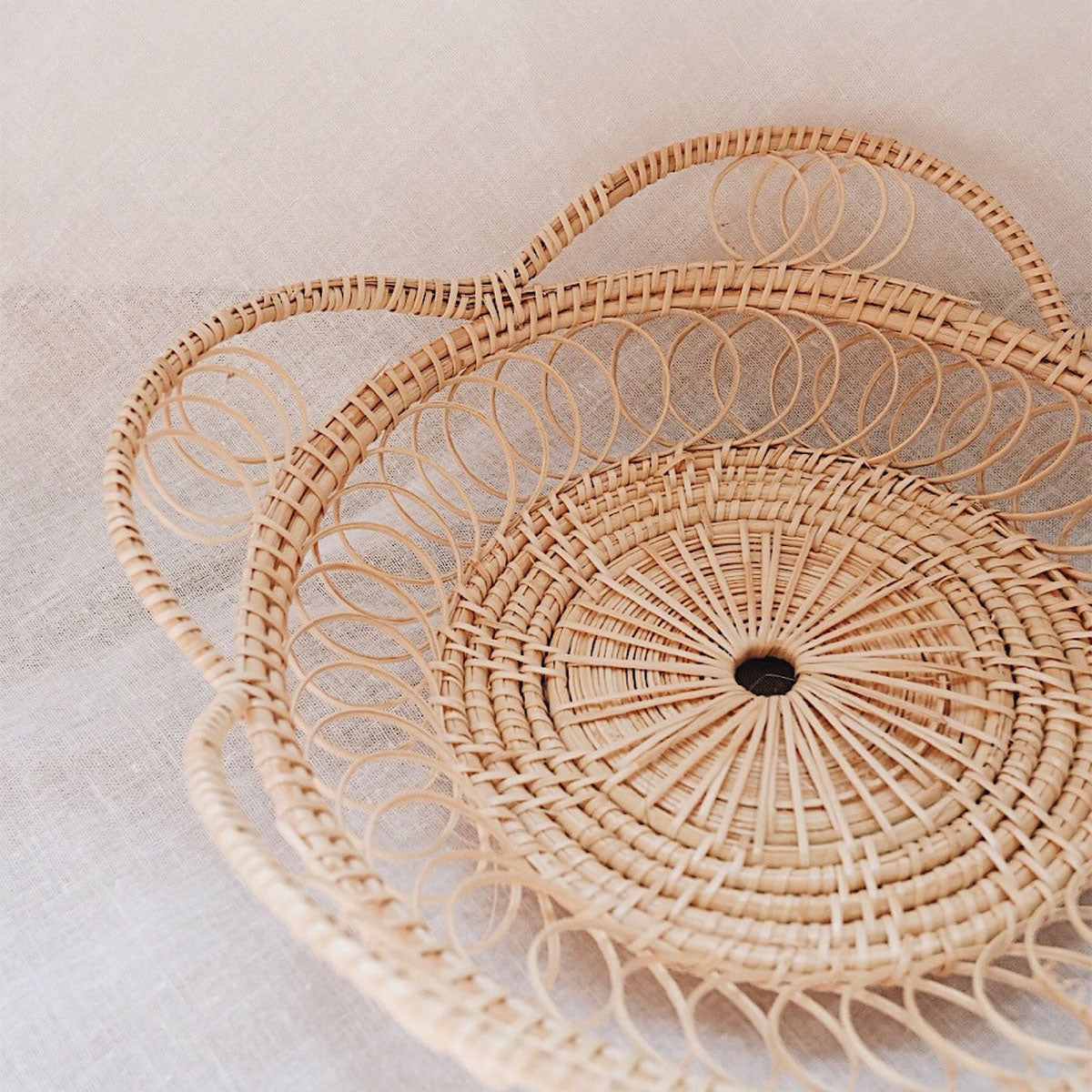 MEELANO Naturlig Woven Tray Rattan Håndlavet 30 cm x 20 cm