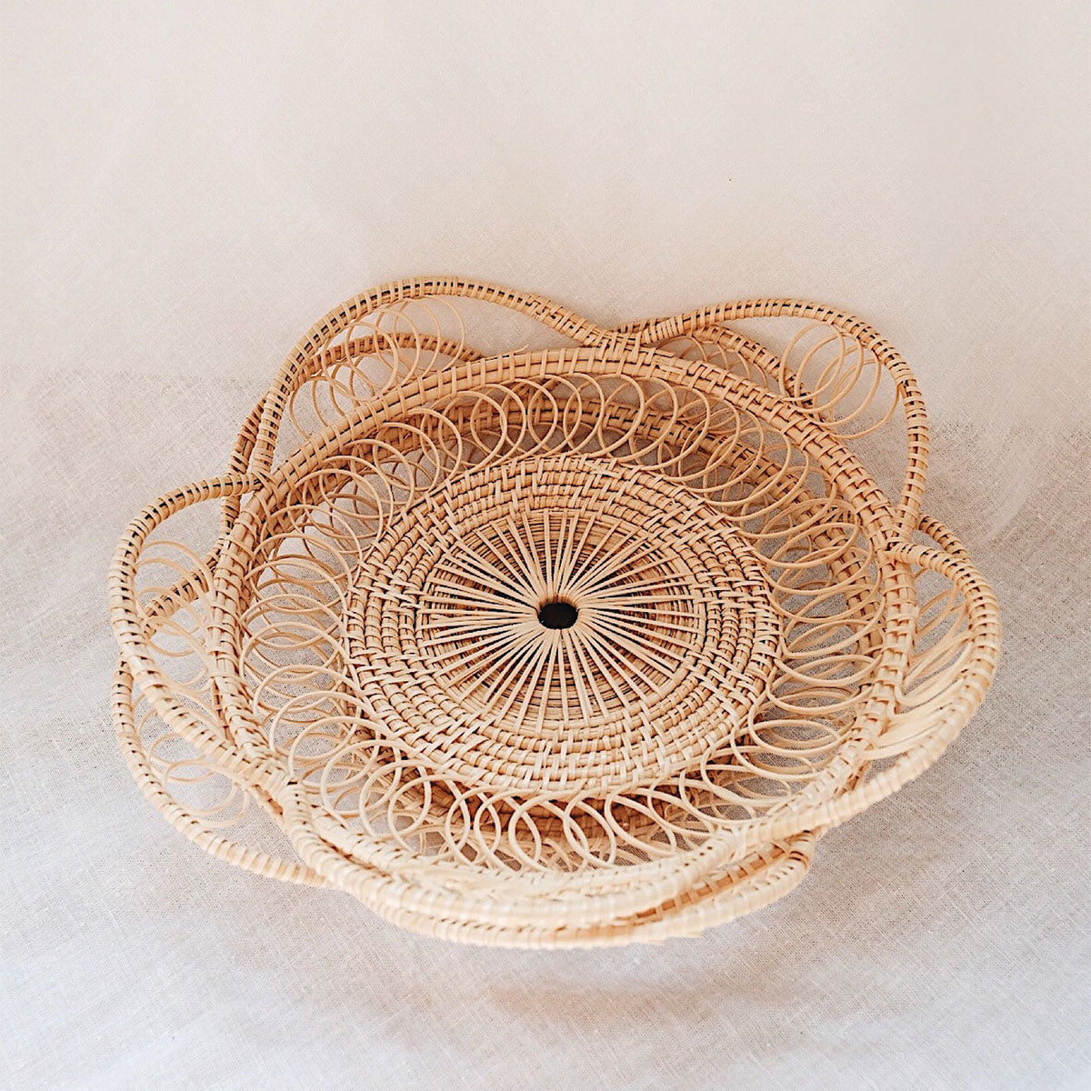 MEELANO Naturlig Woven Tray Rattan Håndlavet 30 cm x 20 cm