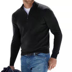 Nils | Herre Quarter-Zip Sweater - Klassisk Striktrøje med Half-Zip Lynlås & Høj Hals
