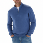 Nils | Herre Quarter-Zip Sweater - Klassisk Striktrøje med Half-Zip Lynlås & Høj Hals