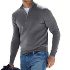 Nils | Herre Quarter-Zip Sweater - Klassisk Striktrøje med Half-Zip Lynlås & Høj Hals