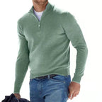Nils | Herre Quarter-Zip Sweater - Klassisk Striktrøje med Half-Zip Lynlås & Høj Hals