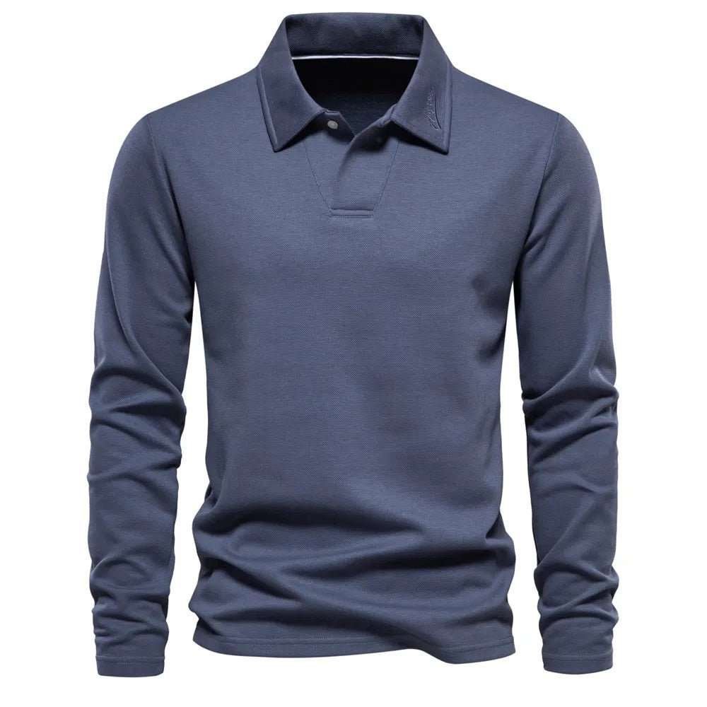 MEELANO Nouva | Herre Langærmet Poloshirt – Eksklusiv Kvalitet & Tidløs Stil blå