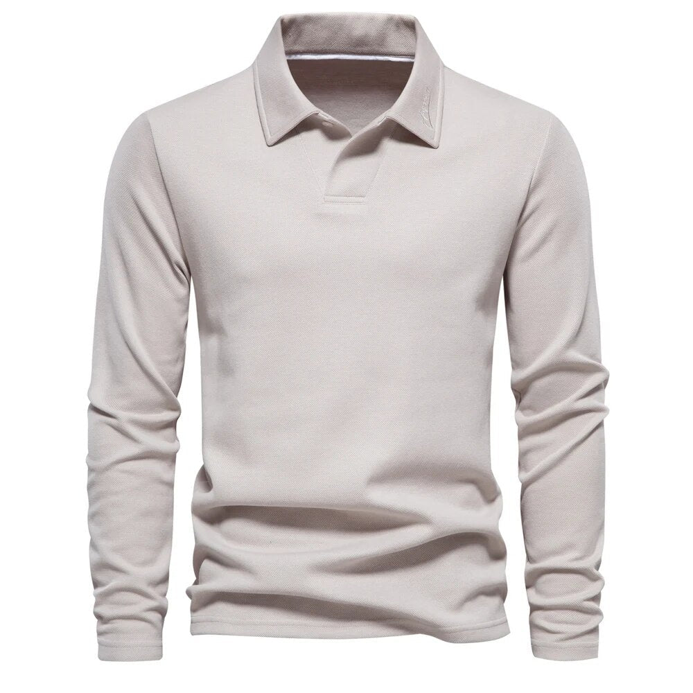 MEELANO Nouva | Herre Langærmet Poloshirt – Eksklusiv Kvalitet & Tidløs Stil beige