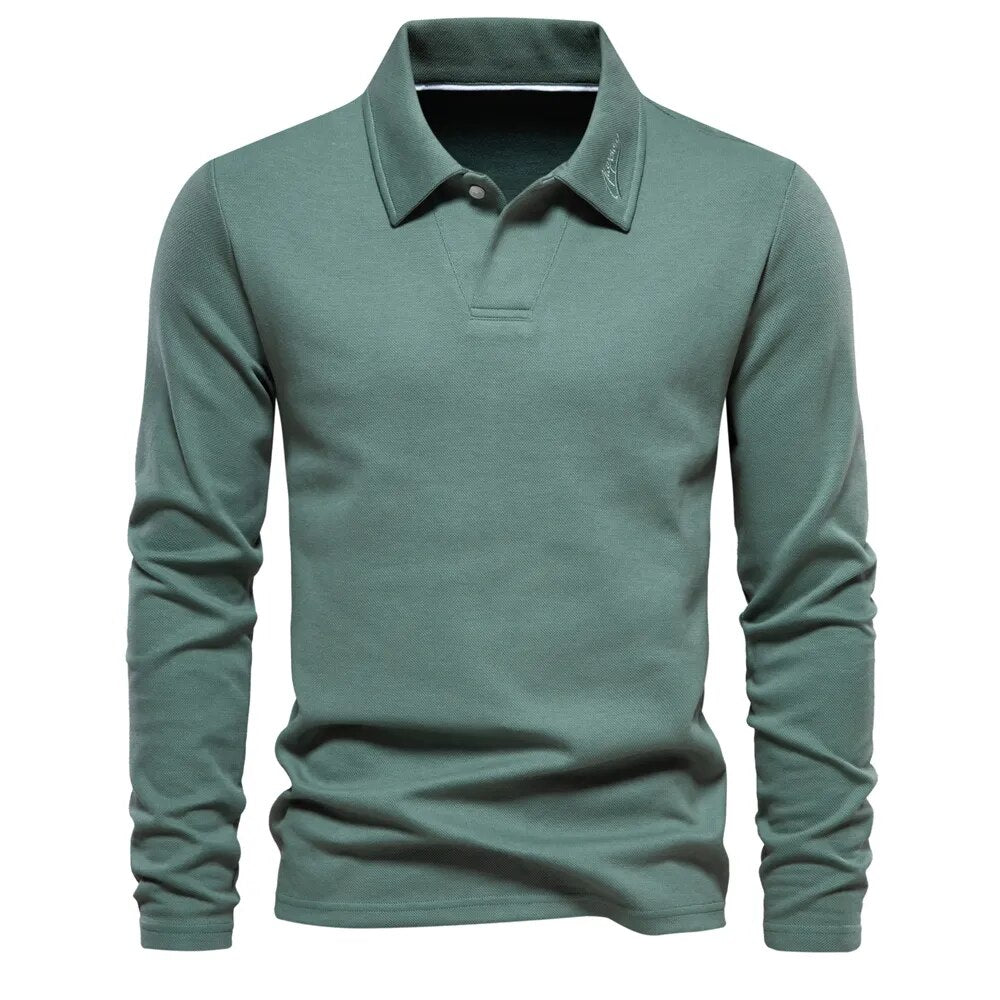 MEELANO Nouva | Herre Langærmet Poloshirt – Eksklusiv Kvalitet & Tidløs Stil grøn