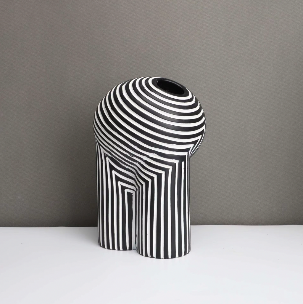 MEELANO Noir & Blanc Vasekollektion – Sæt med 2 Sort-Hvide Vaser i Elegant Moderne Design Lille