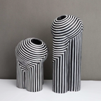 MEELANO Noir & Blanc Vasekollektion – Sæt med 2 Sort-Hvide Vaser i Elegant Moderne Design