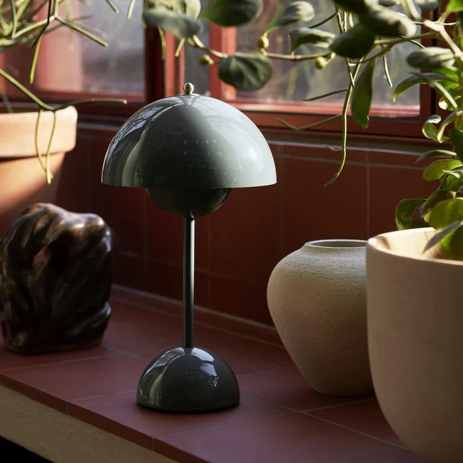 MEELANO NordicGlow LED Bordlampe – Moderne Mushroom Lamp med Dæmper, Skandinavisk Design Grå