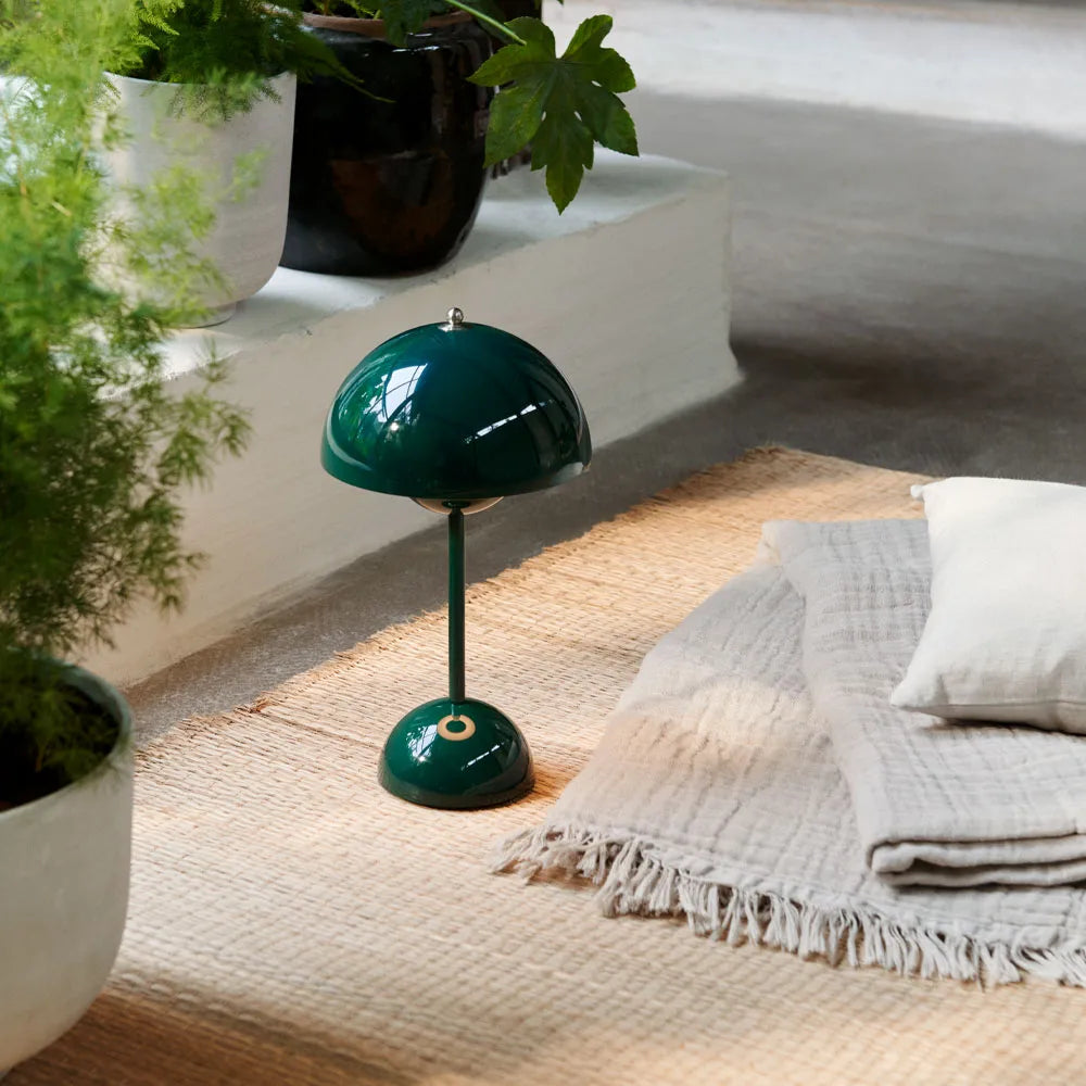 MEELANO NordicGlow LED Bordlampe – Moderne Mushroom Lamp med Dæmper, Skandinavisk Design Grøn