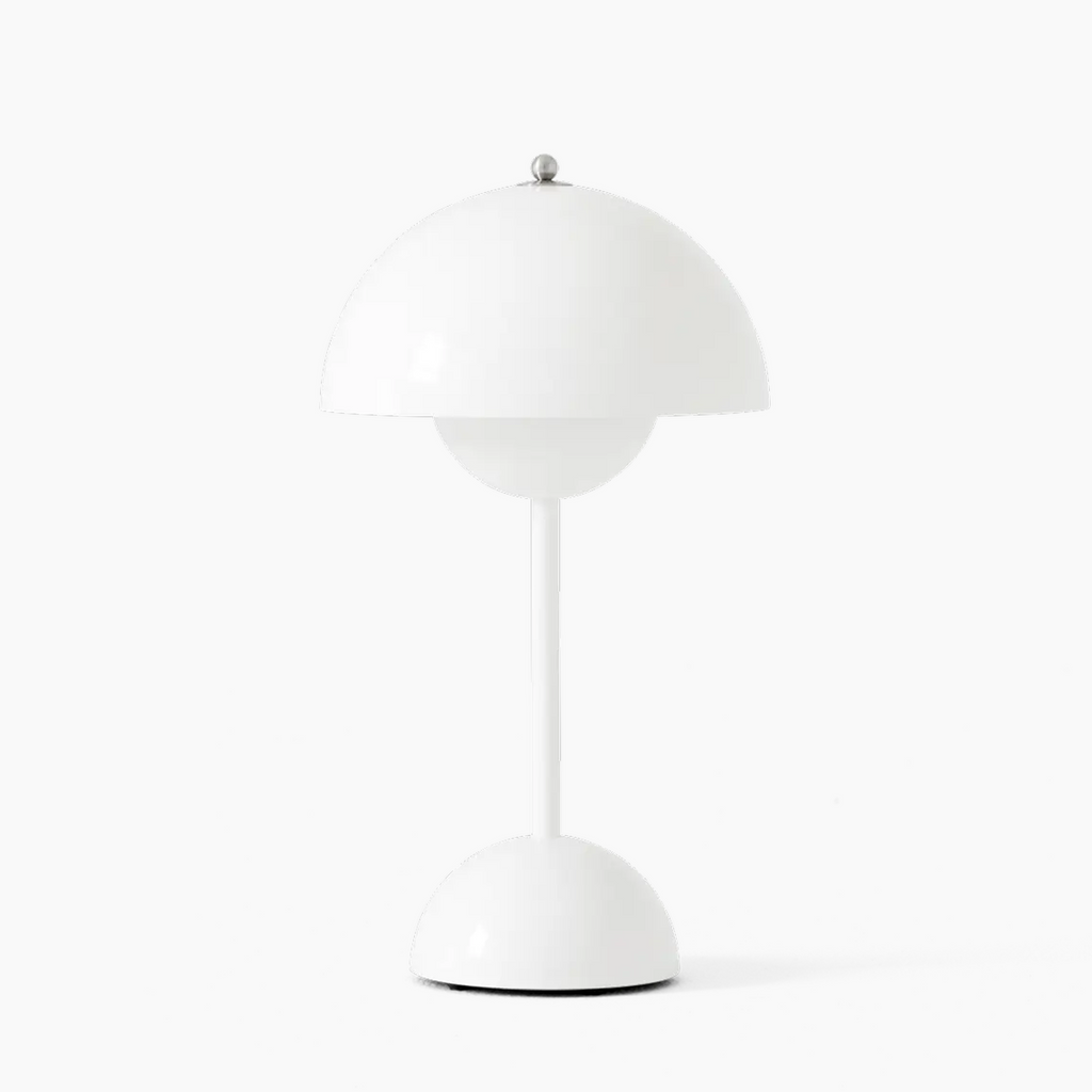 MEELANO NordicGlow LED Bordlampe – Moderne Mushroom Lamp med Dæmper, Skandinavisk Design Hvid