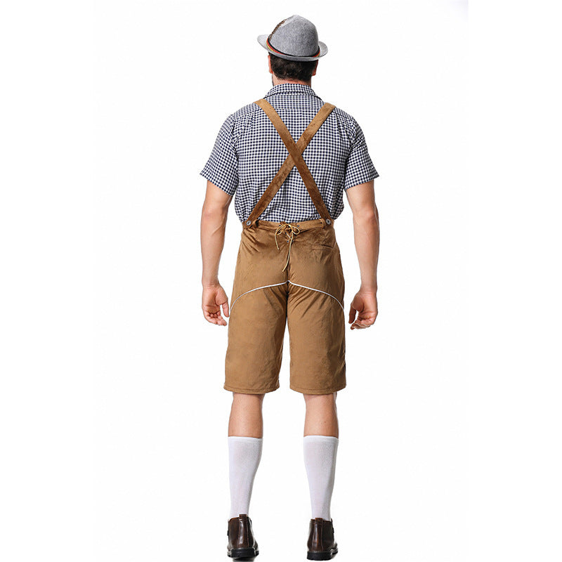 MEELANO Bayersk kostumesæt til mænd med lederhosen og skjorte