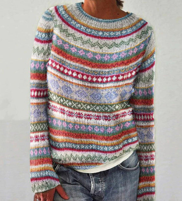 MEELANO Zahara | Dame Blød Striktrøje med Rund Hals - Oversized Varm Pullover Hvid