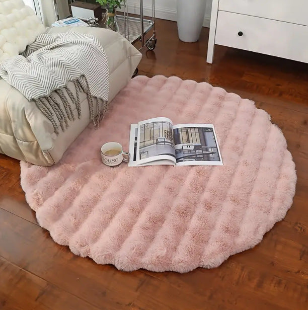 MEELANO Crème Stil Luxe Kanin Plys Gulvtæppe Blødt Til Stue Og Soveværelse Lichtroze