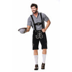 MEELANO Bayersk kostumesæt til mænd med lederhosen og skjorte