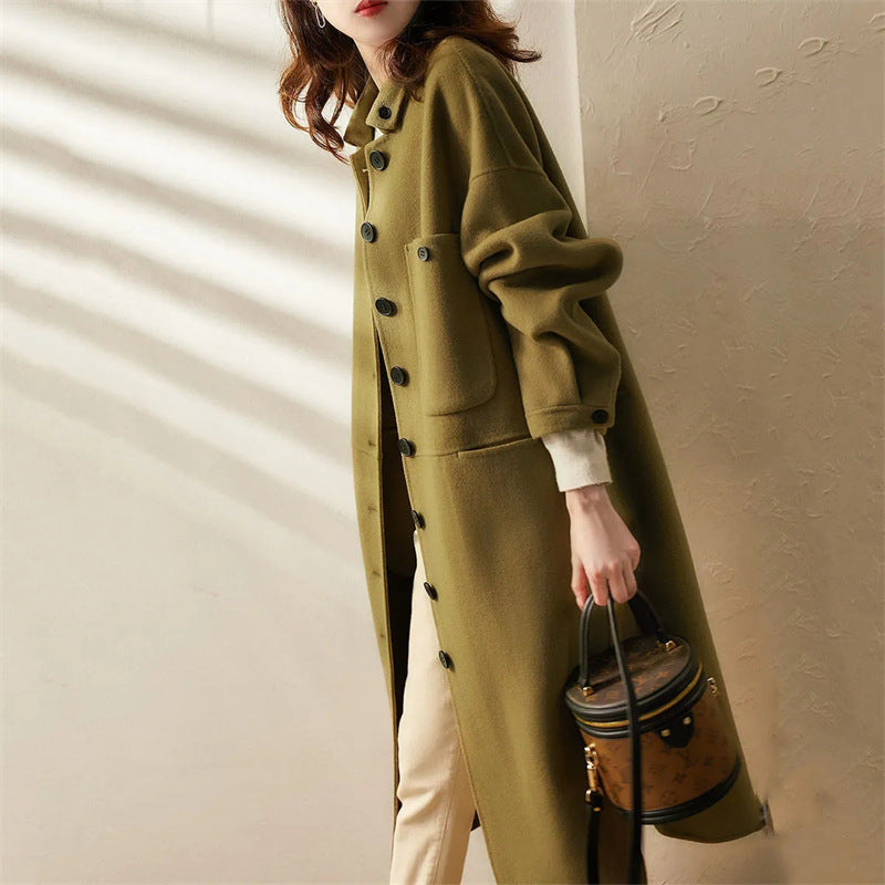 MEELANO Dame Elegant Lang Trenchcoat Til Kvinder Vinter Stilfuld Jakke