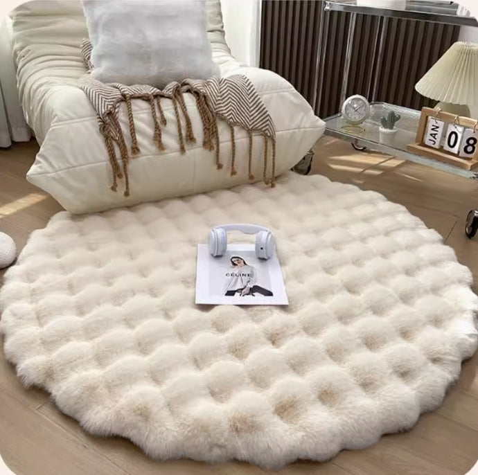 MEELANO Crème Stil Luxe Kanin Plys Gulvtæppe Blødt Til Stue Og Soveværelse Beige