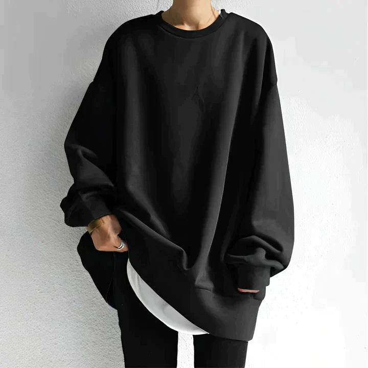 MEELANO Dame Oversize Sweatshirt - Blød og Behagelig med Rund Hals Schwarz