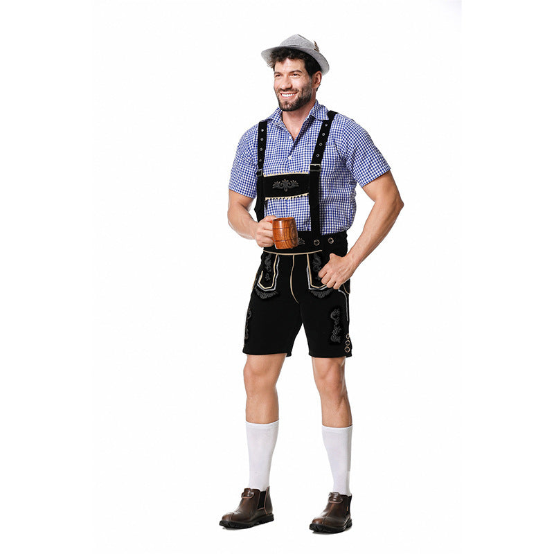 MEELANO Bayersk kostumesæt til mænd med lederhosen og skjorte