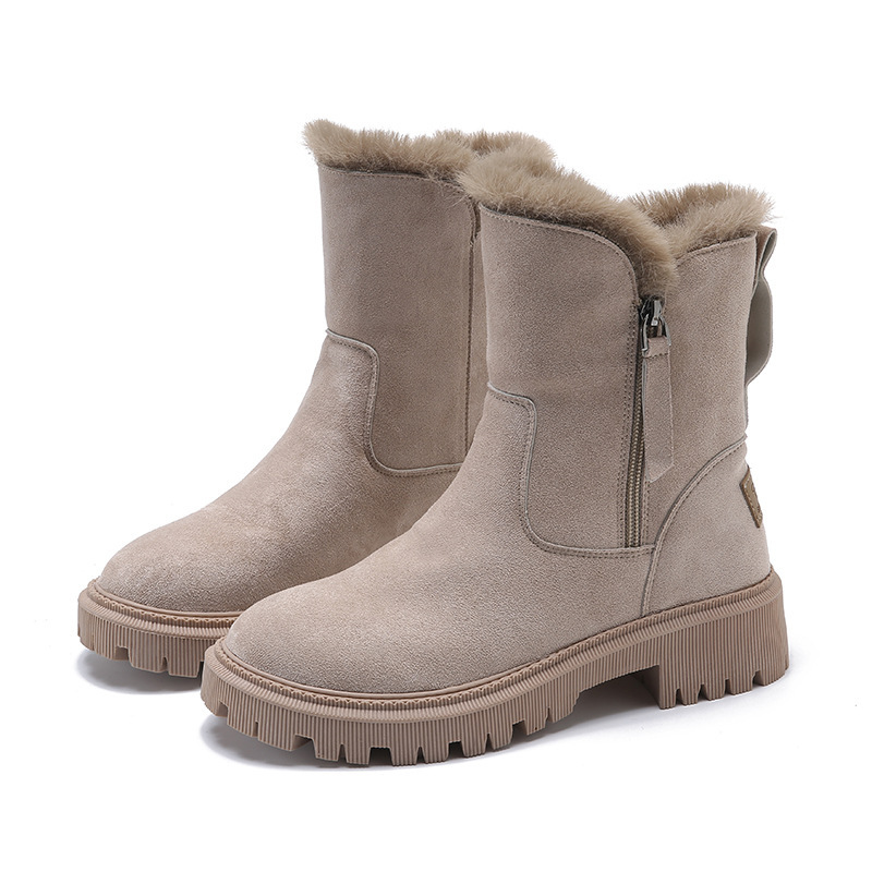 MEELANO Dame Vinter Ankelstøvler Thermo Med Varme Komfort Stil - Vinterstøvler Beige
